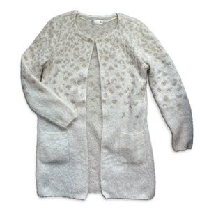 89th & Madison Brand Cream Leopard Print Open Cardigan Sweater